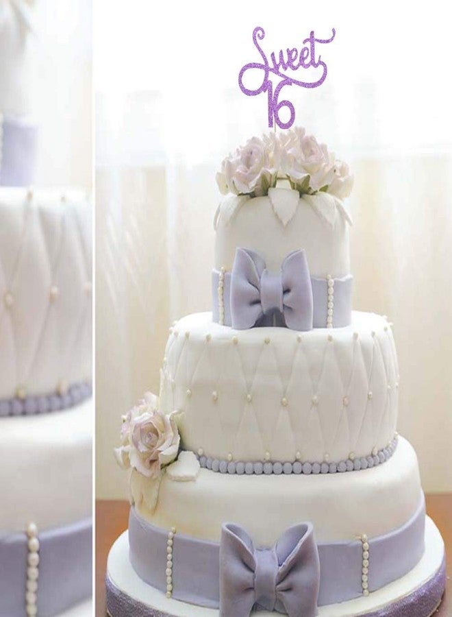 YUINYO SWEET 16 Glitter Happy Birthday Cake topper - Forever 16 Party Favors - 18th Birthday Party Decoration-16th Anniversary Party Decoration quality acrylic Gold (purple) - Image 5